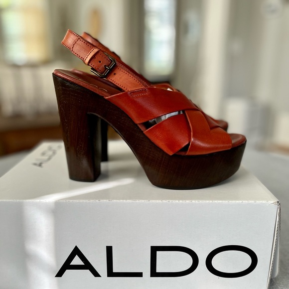Aldo Women's Strappy Orange-Brown Sandals - USA 8.5 / EUR 39 - Picture 2 of 9